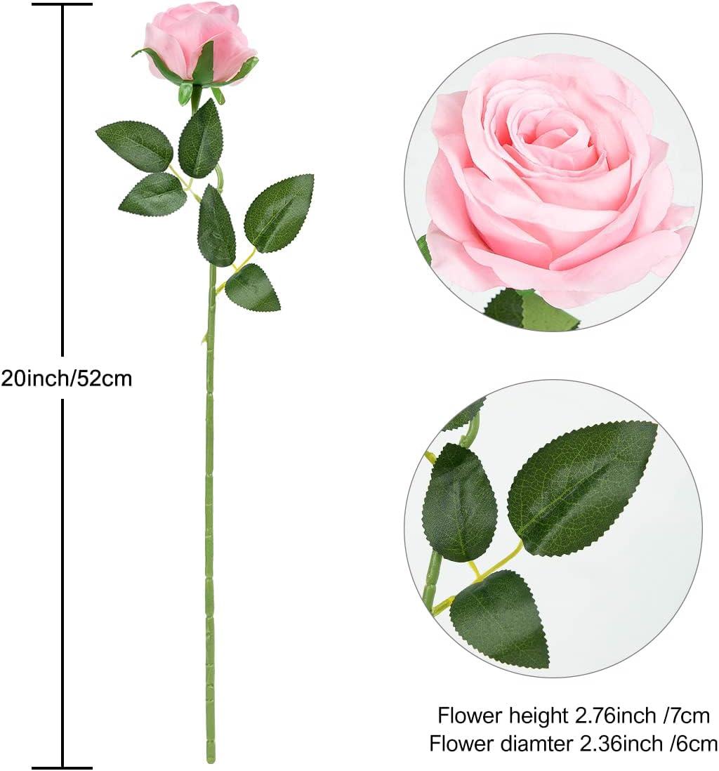 Nvzi -b 12 Bouquets of Artificial Silk Flowers Realistic Rose Bouquets with Long Stems for Home Wedding Decoration Party (Pink)