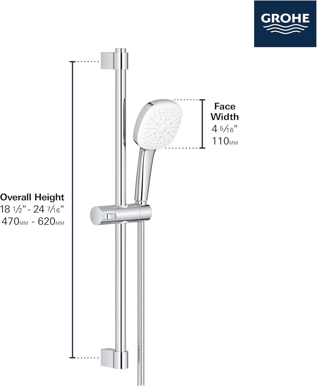 Tempesta 24-Inch Chrome Adjustable Shower Slide Bar