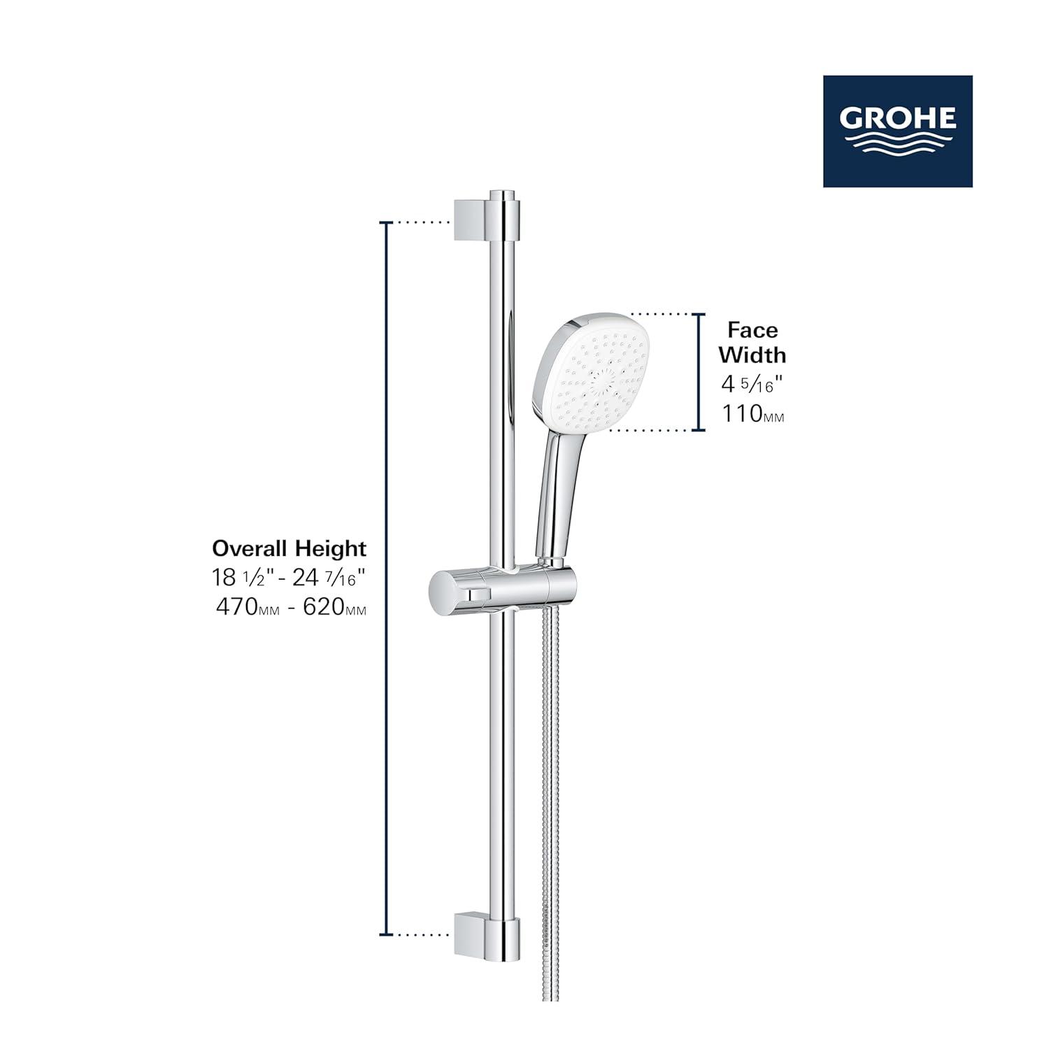 Grohe 26 922 1 Tempesta 24" Shower Slide Bar - Chrome