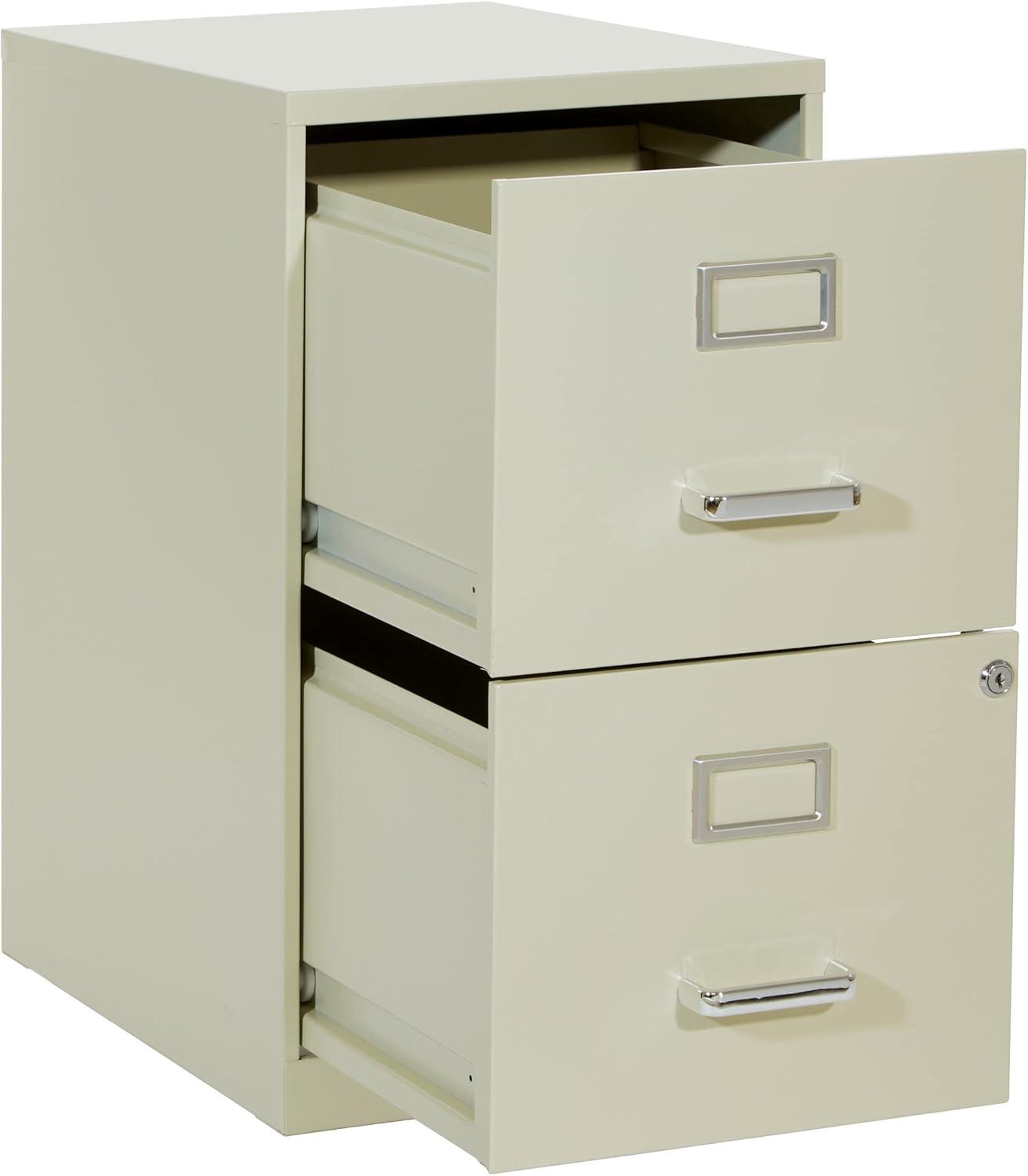 2 Drawer Locking Metal File Cabinet in Tan