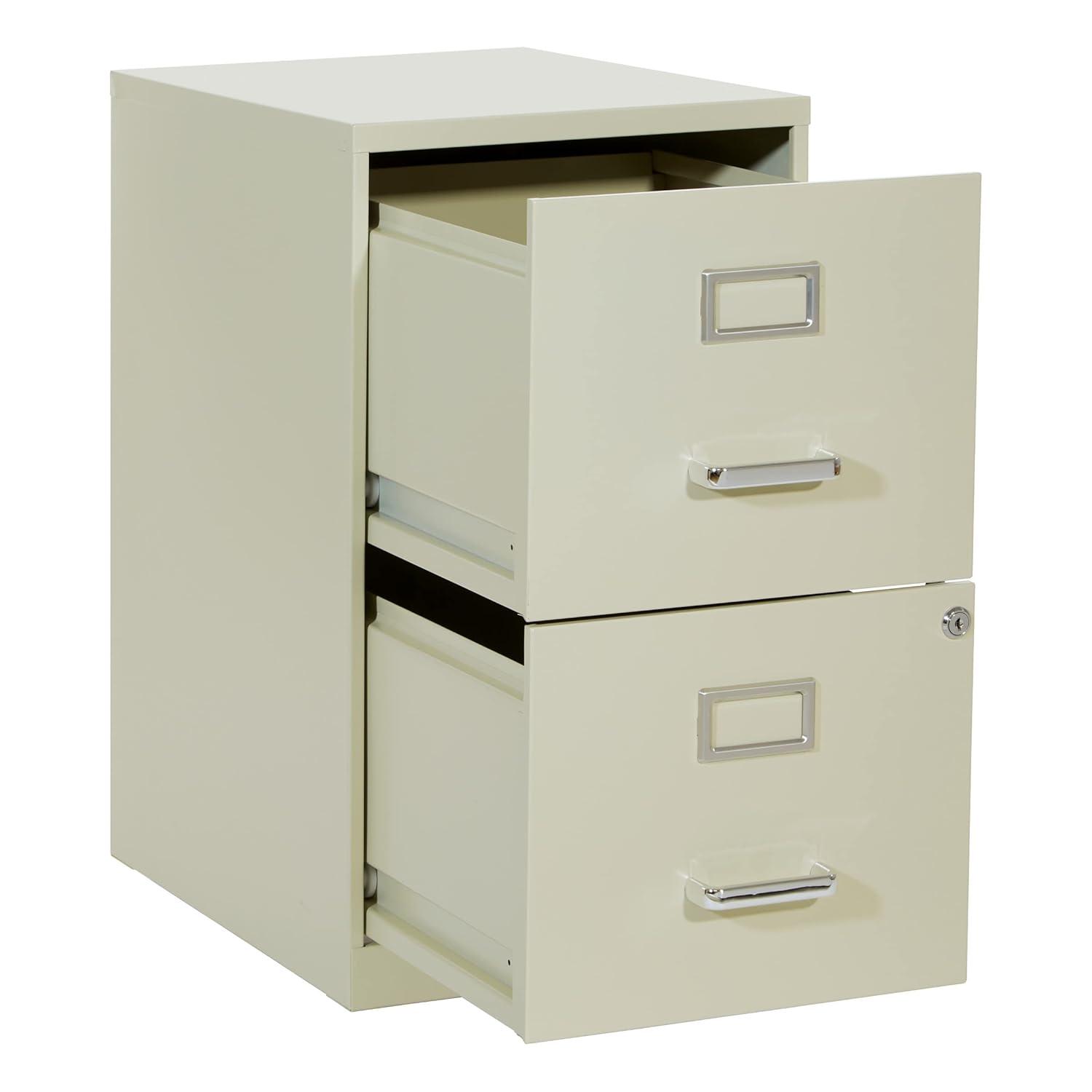 2 Drawer Locking Metal File Cabinet in Tan