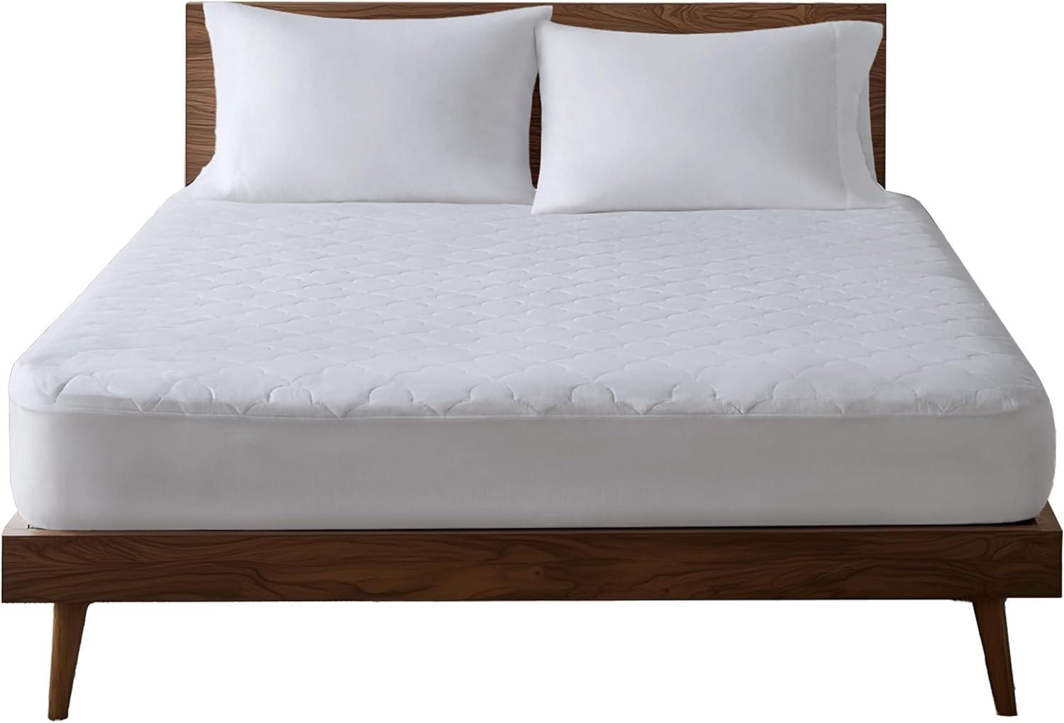 All Natural Cotton Percale Quilted Mattress Pad White