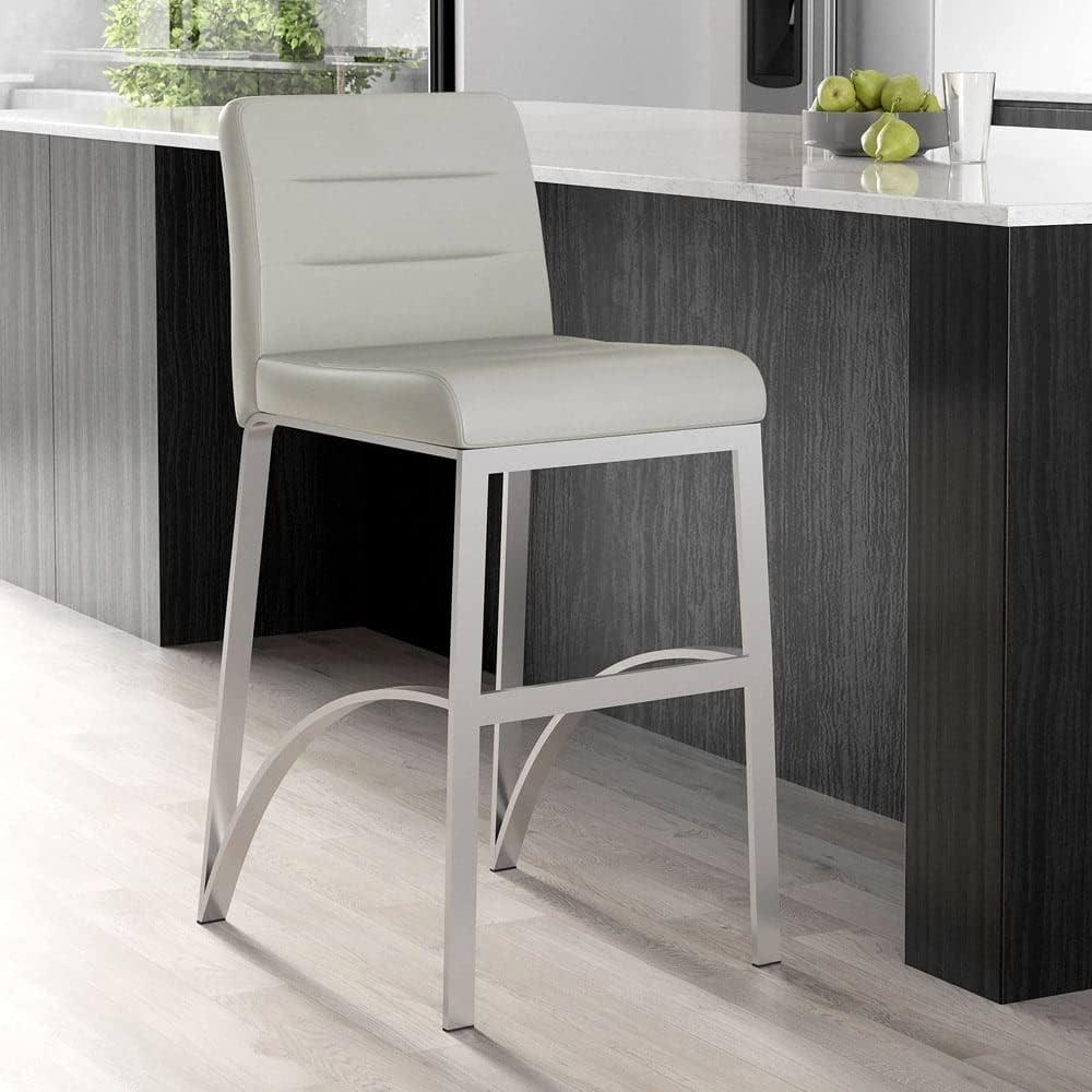 Gray Faux Leather and Metal Counter Height Bar Stool