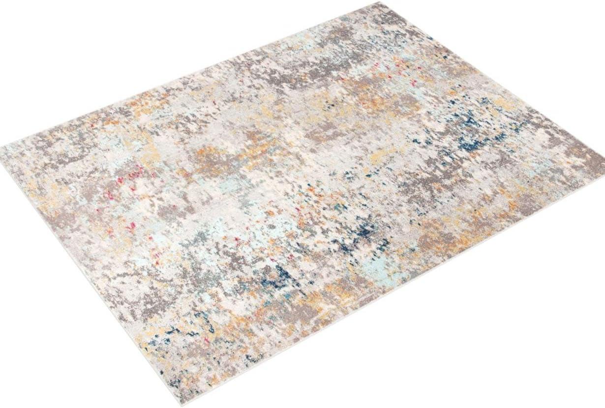 Gray and Gold Abstract 9' x 12' Stain-Resistant Area Rug