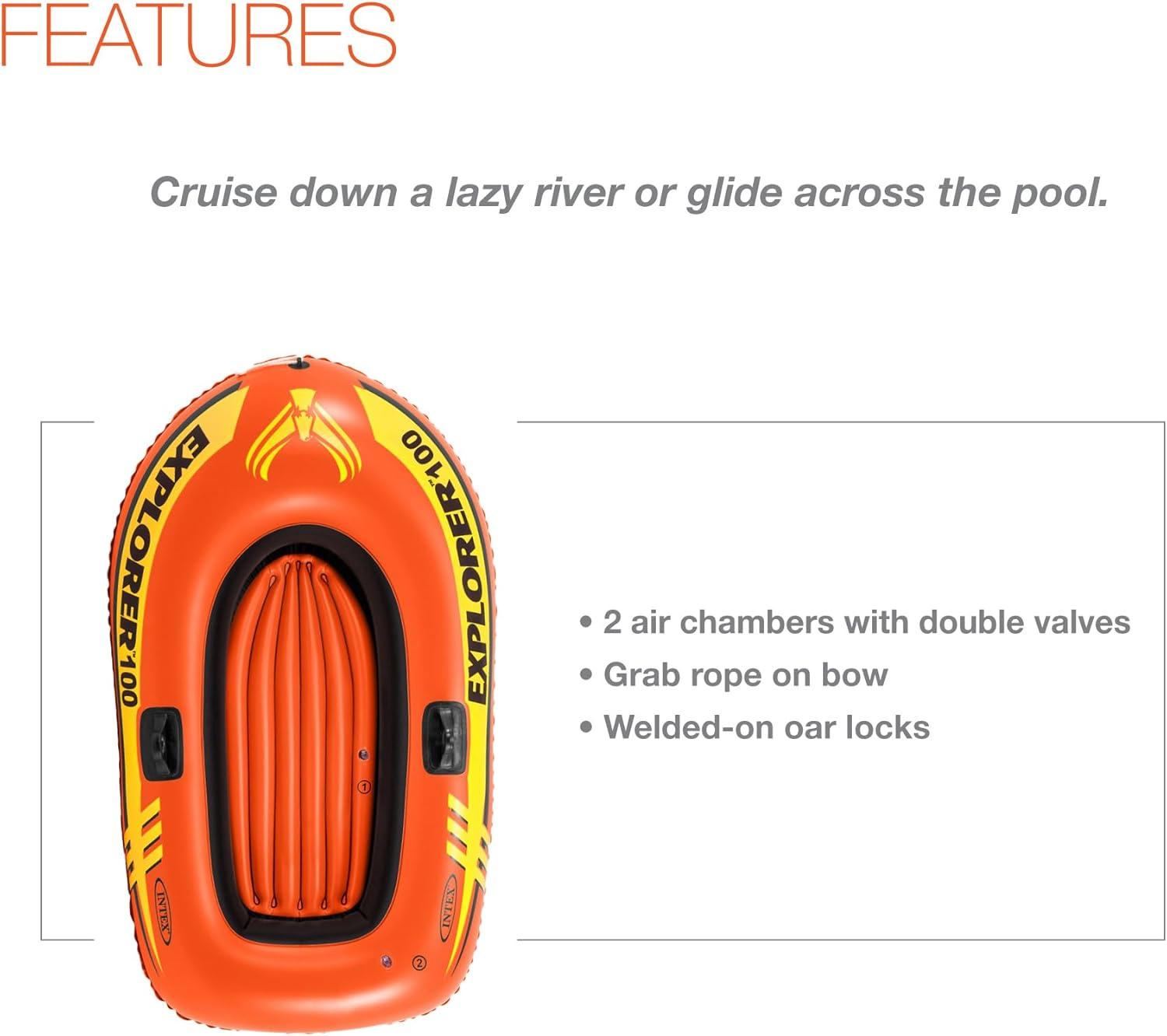 Open Box Intex Explorer 100 1 Person Youth Pool Lake Inflatable Raft Row Boat