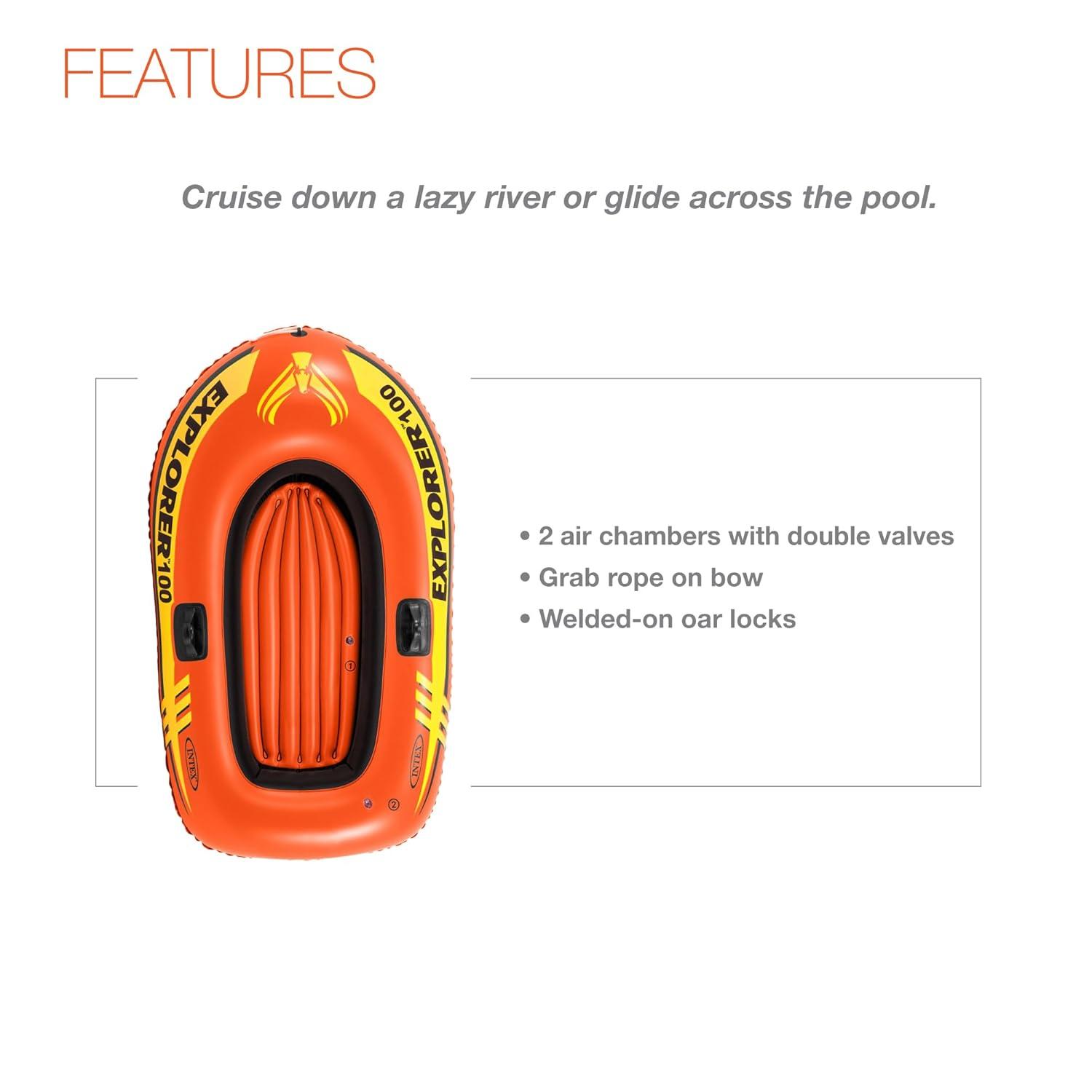 Open Box Intex Explorer 100 1 Person Youth Pool Lake Inflatable Raft Row Boat