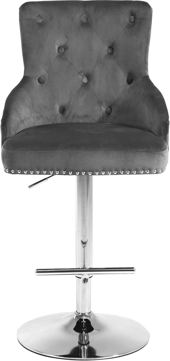 Maykoosh Mountain Lodge Grey Velvet Adjustable Stool