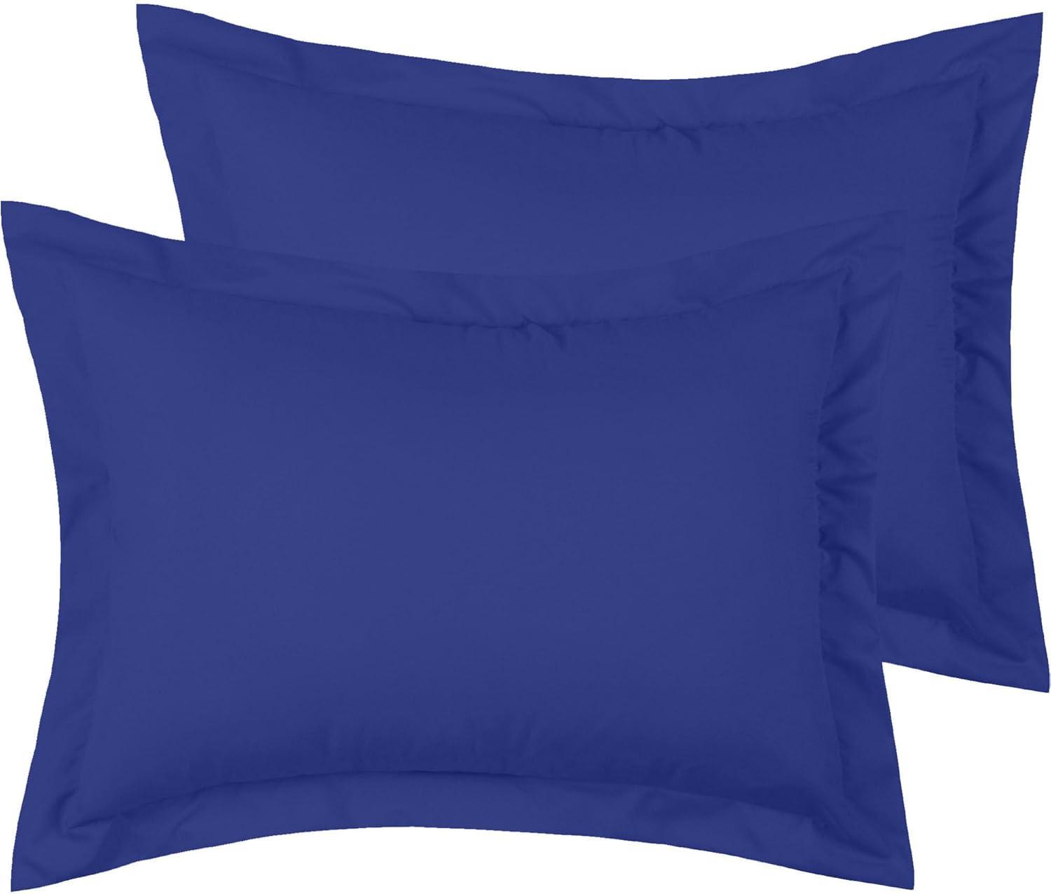 Mellanni Pillow Shams Set of 2, Decorative Pillow Cases with 2" Flange, Standard, Royal Blue