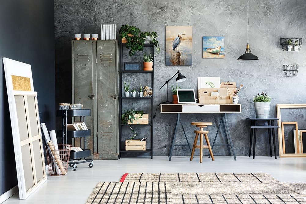 Yatehui Rustic Boat Canvas Wall Art Beach Picture Coastal Wall Decor Prints for Bathroom Bedroom Farmhouse