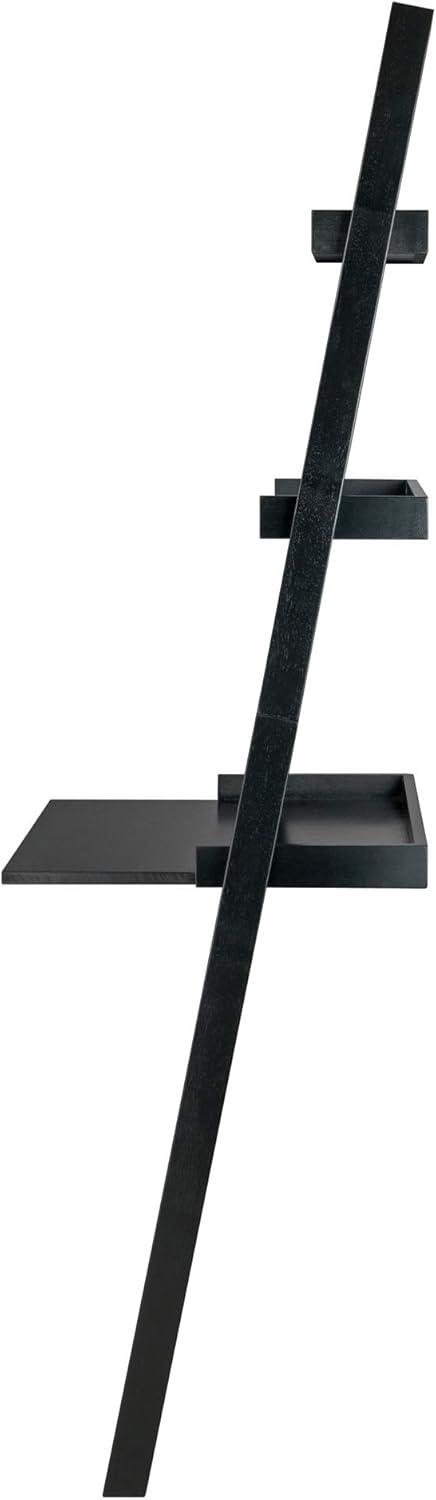 69.36" Bellamy Leaning Desk with 2 Shelves Black - Winsome: Traditional Style, Spot Clean, No Storage