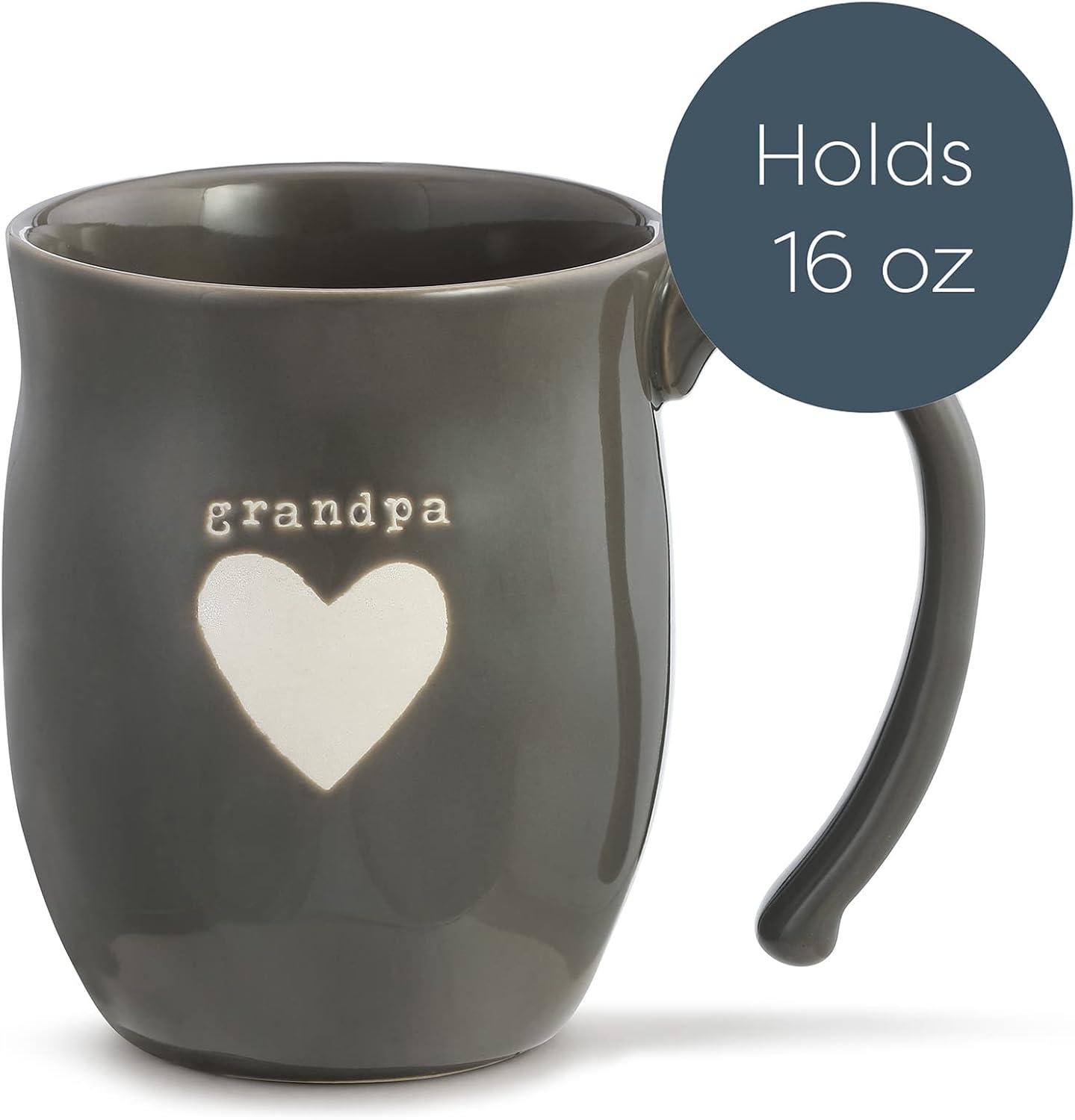 Grandpa Heart Dark Gray Inspirational 16 ounce Ceramic Stoneware Coffee Mug