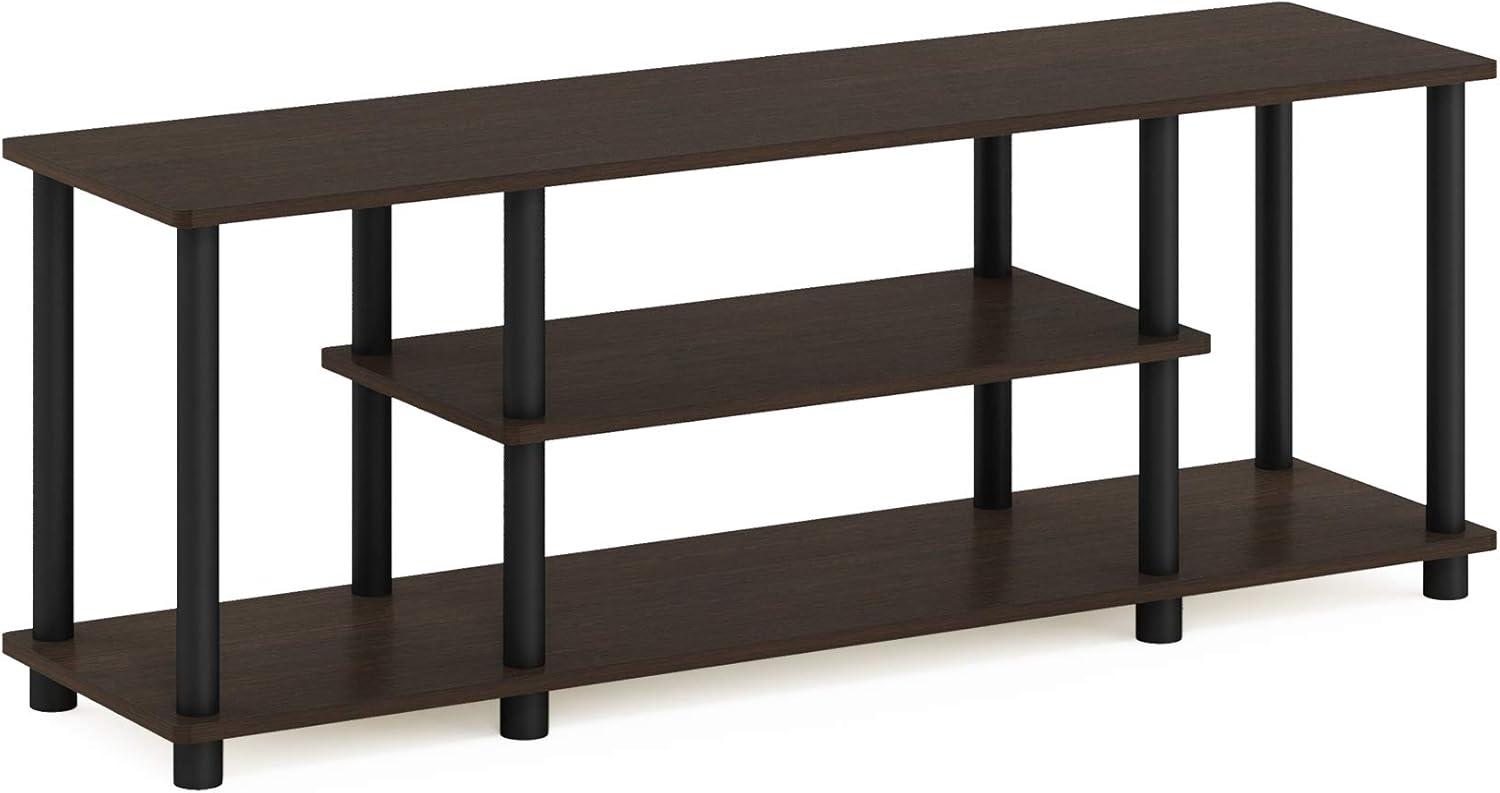 Furinno Turn-N-Tube Wood Entertainment TV Stand for TV up to 50" in Dark Brown