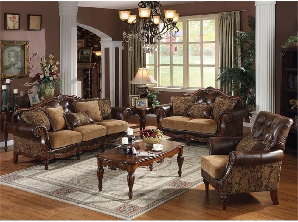 Dreena Brown Faux Leather Tufted Loveseat with Pillows