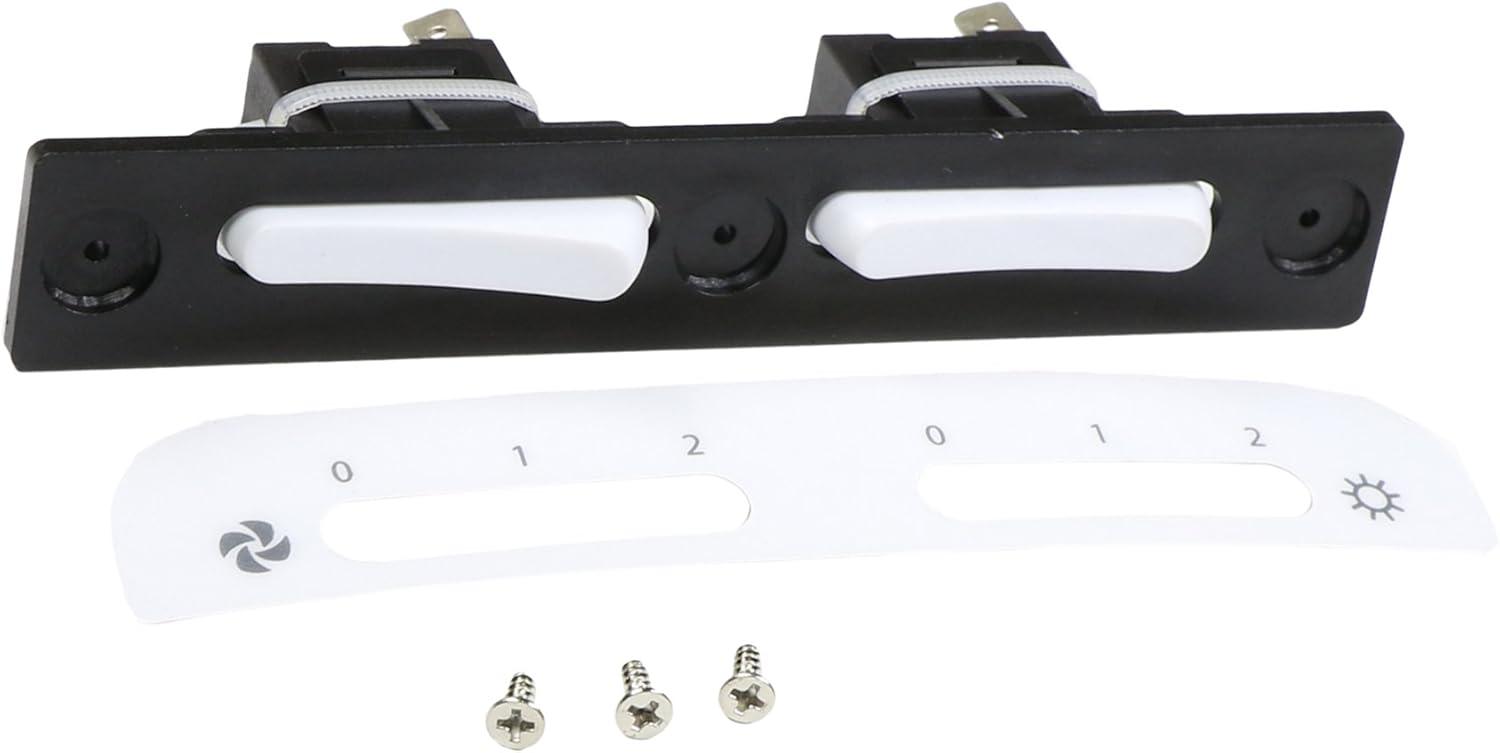 White and Black Range Hood Switch Assembly with Screws