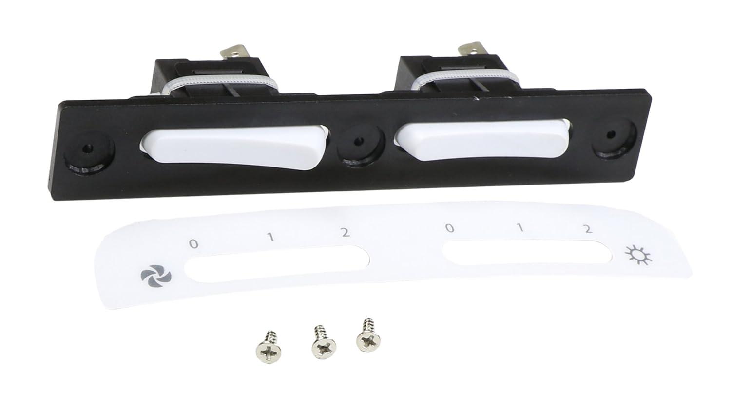 White and Black Range Hood Switch Assembly with Screws