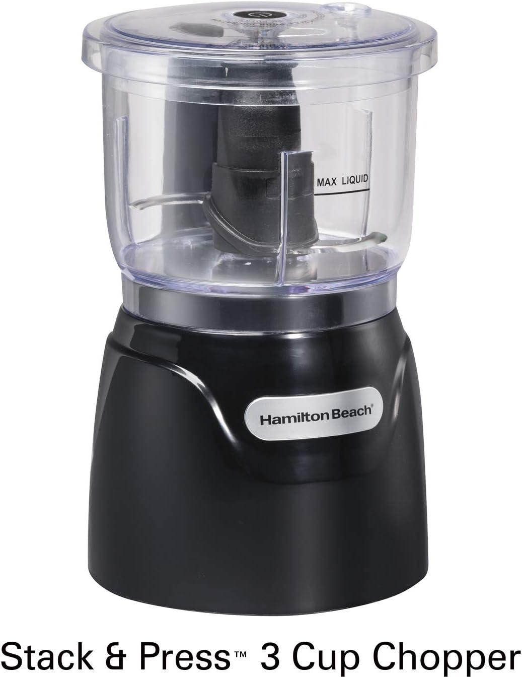 Hamilton Beach 3 Cup Stack & Press Electric Food Chopper and Mini Food Processor, Black