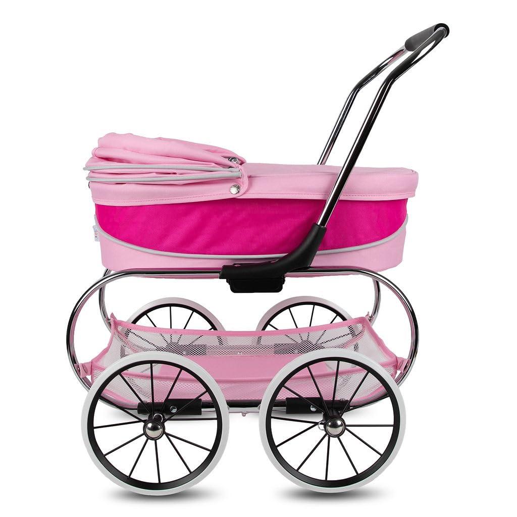 Valco Baby Princess Doll Stroller, High Quality Toy Stroller for Toddlers & Children, Excellent Holiday Gift for Realistic Pretend Play - Hot Pink