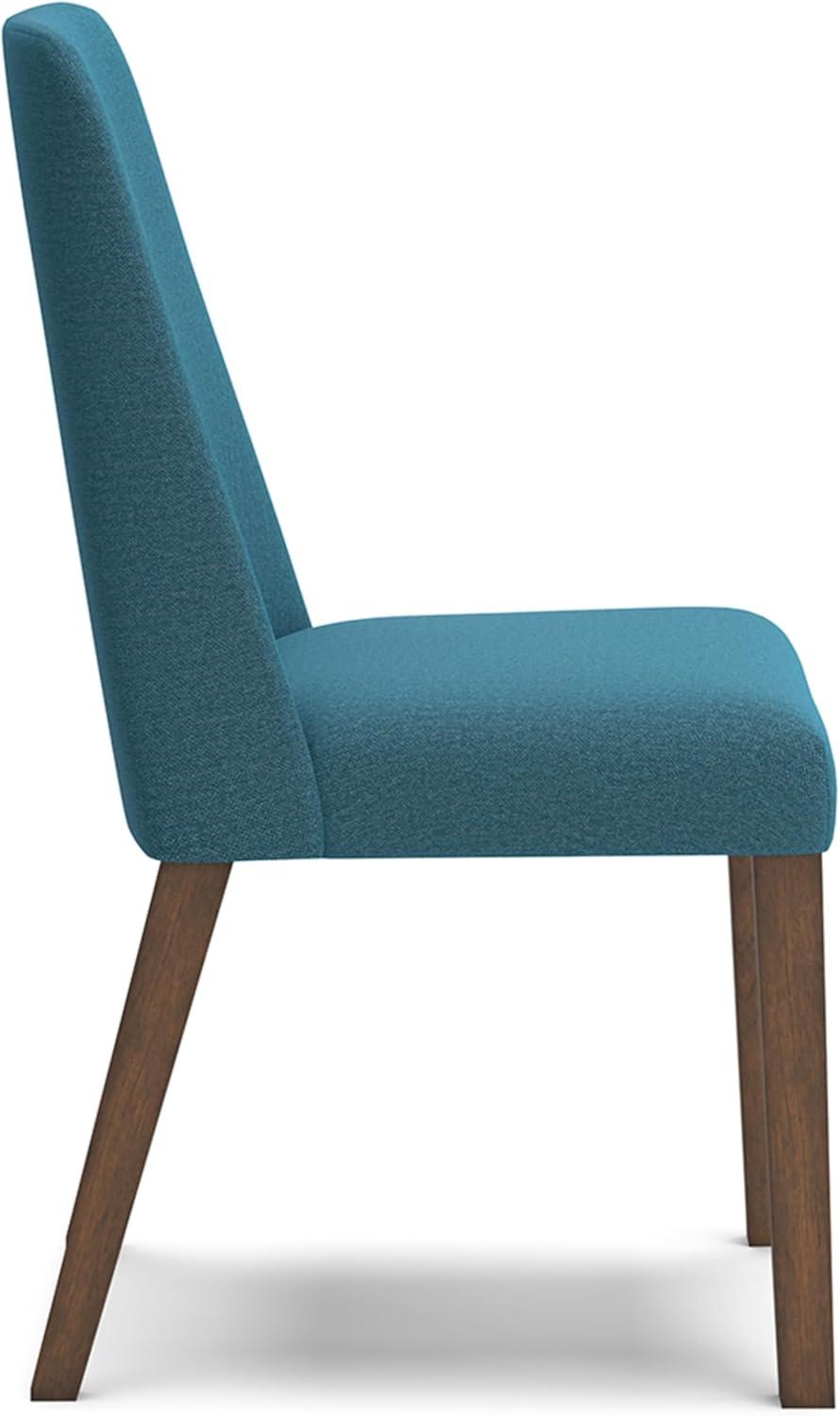 Blue Upholstered Wood Side Chair with Brown Frame