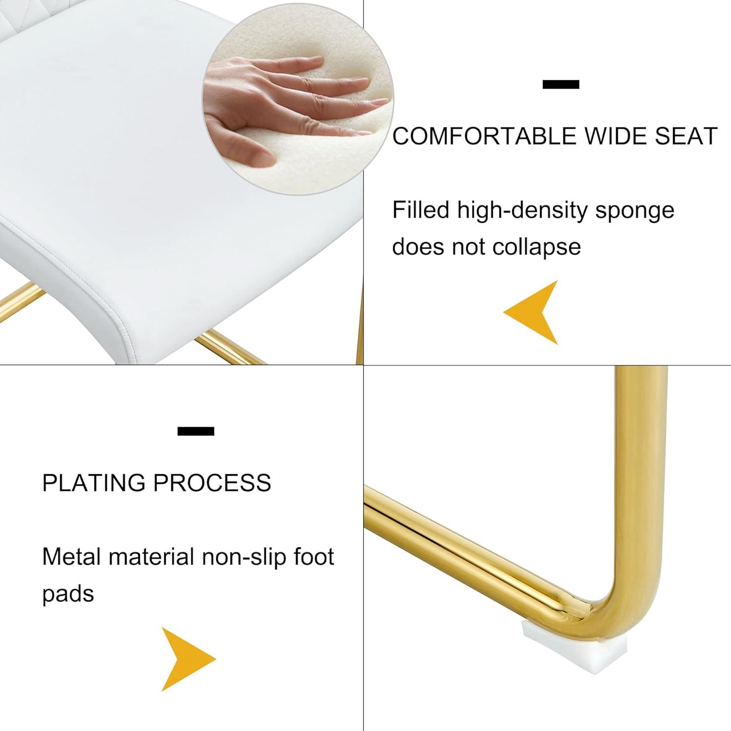 Ecarpat Dining Chairs Set of 4 with Golden Leg, Artificial Leather, for Kitchens Living Rooms and Offices