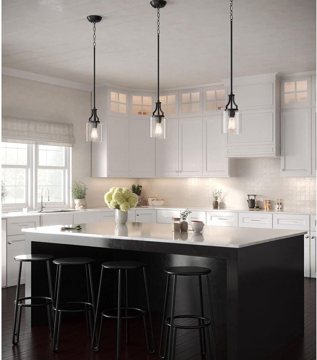 Progress Lighting Lassiter 1-Light Mini-Pendant, Matte Black, Clear Glass Shade