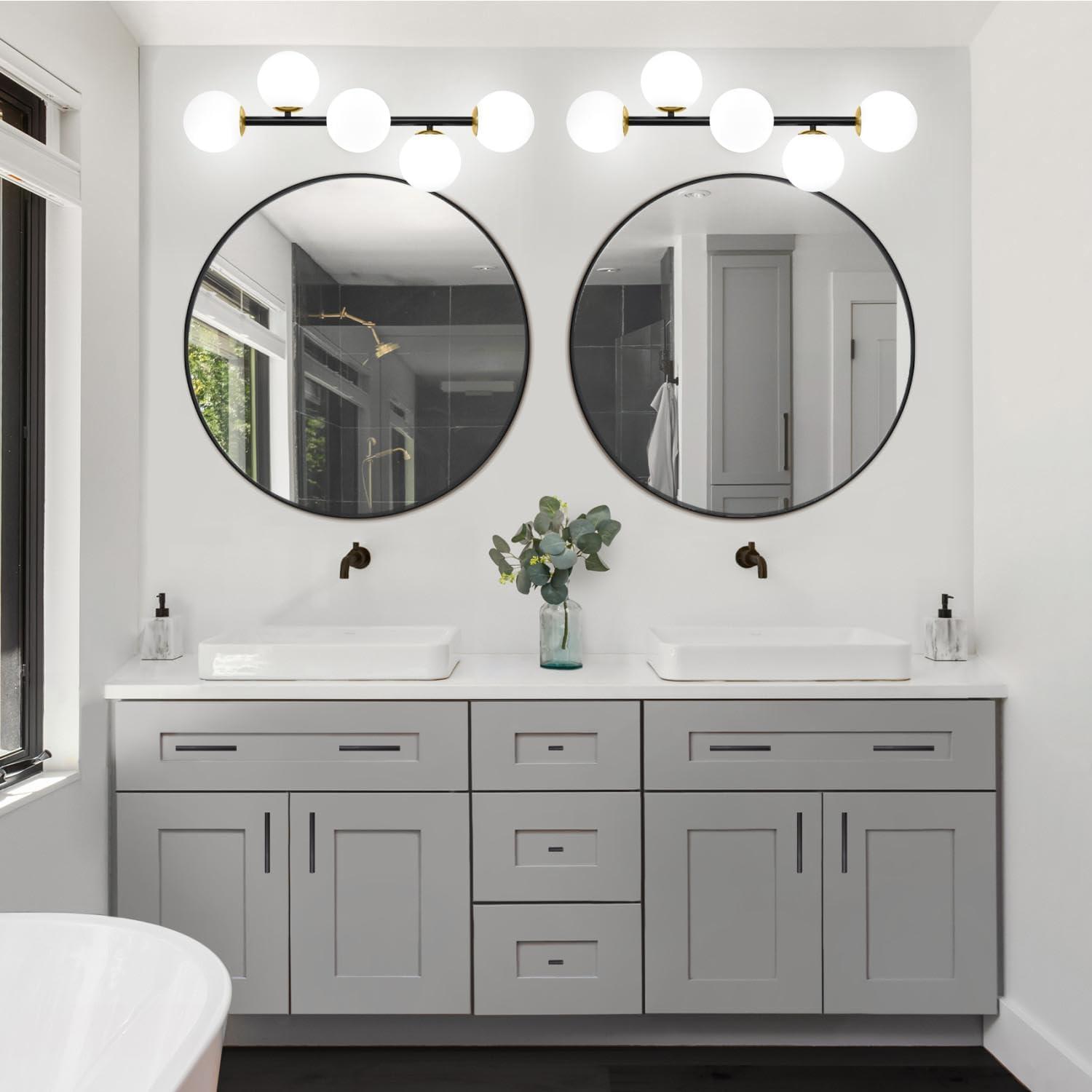 Bathroom Vanity Lights,5-Light LED Bathroom Light Fixtures,Dimmable LED