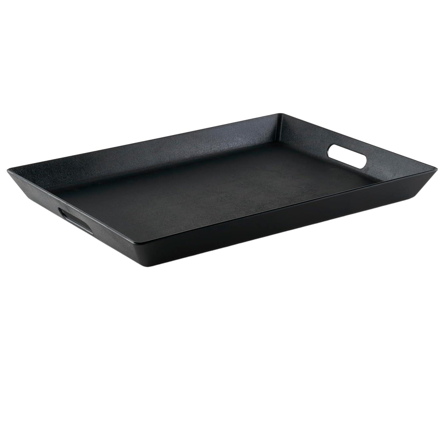 dxynlzq G.E.T. RST-1522-BK Non-Skid Ottoman / Coffee Table Serving Tray  15" x 20"  Black