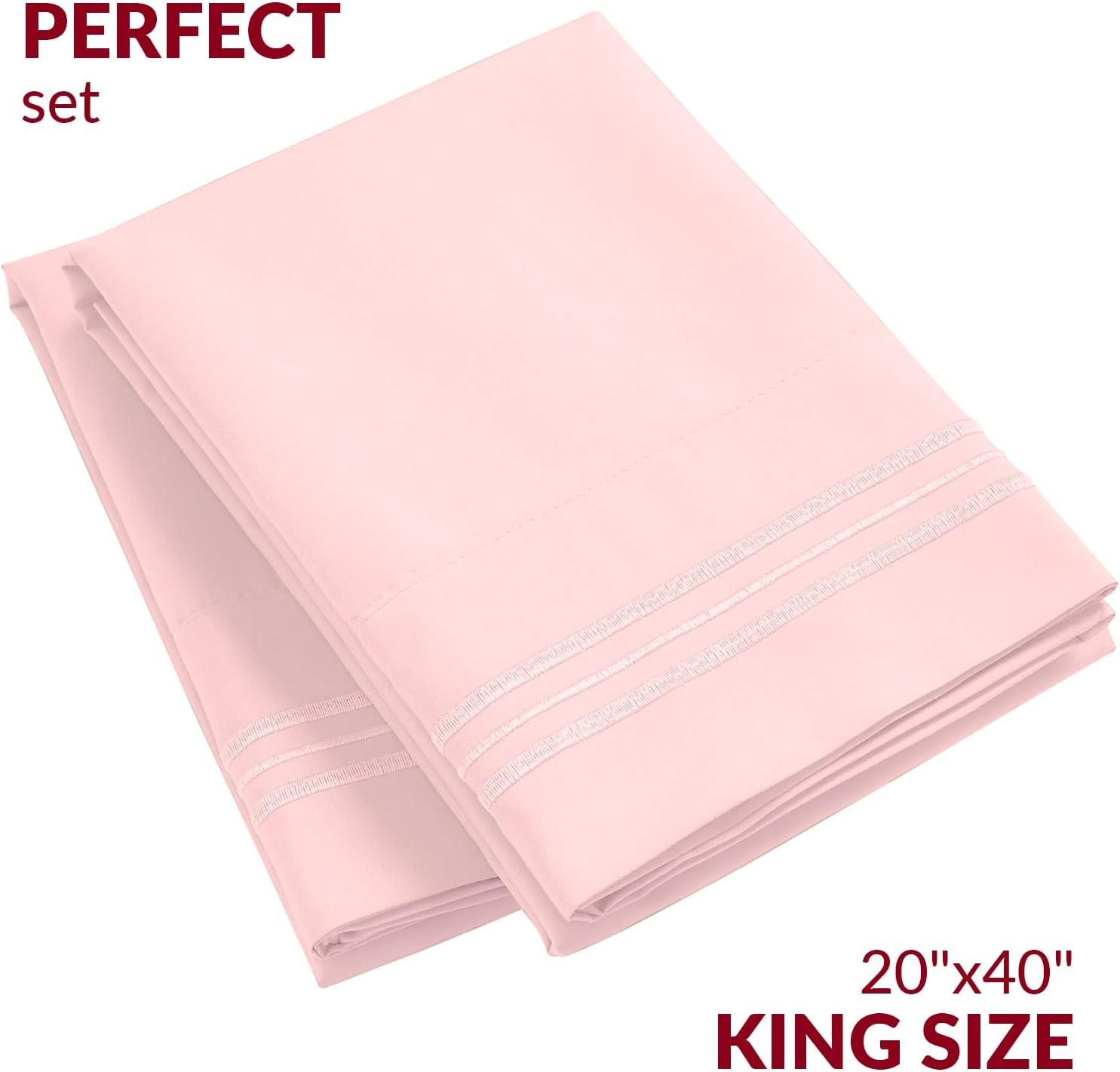 Mellanni Brushed Microfiber Pillowcase Set of 2, King, Blush Pink