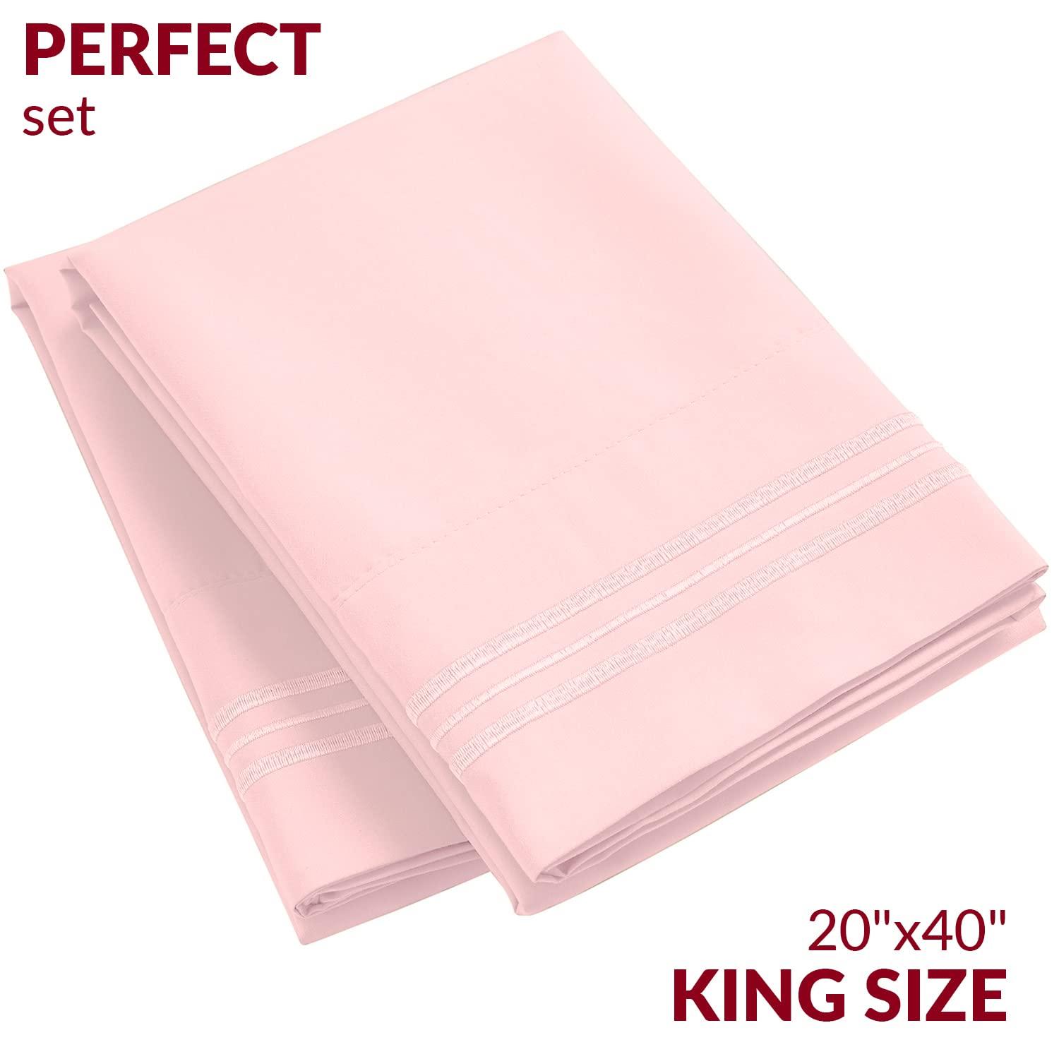 Mellanni Brushed Microfiber Pillowcase Set of 2, King, Blush Pink