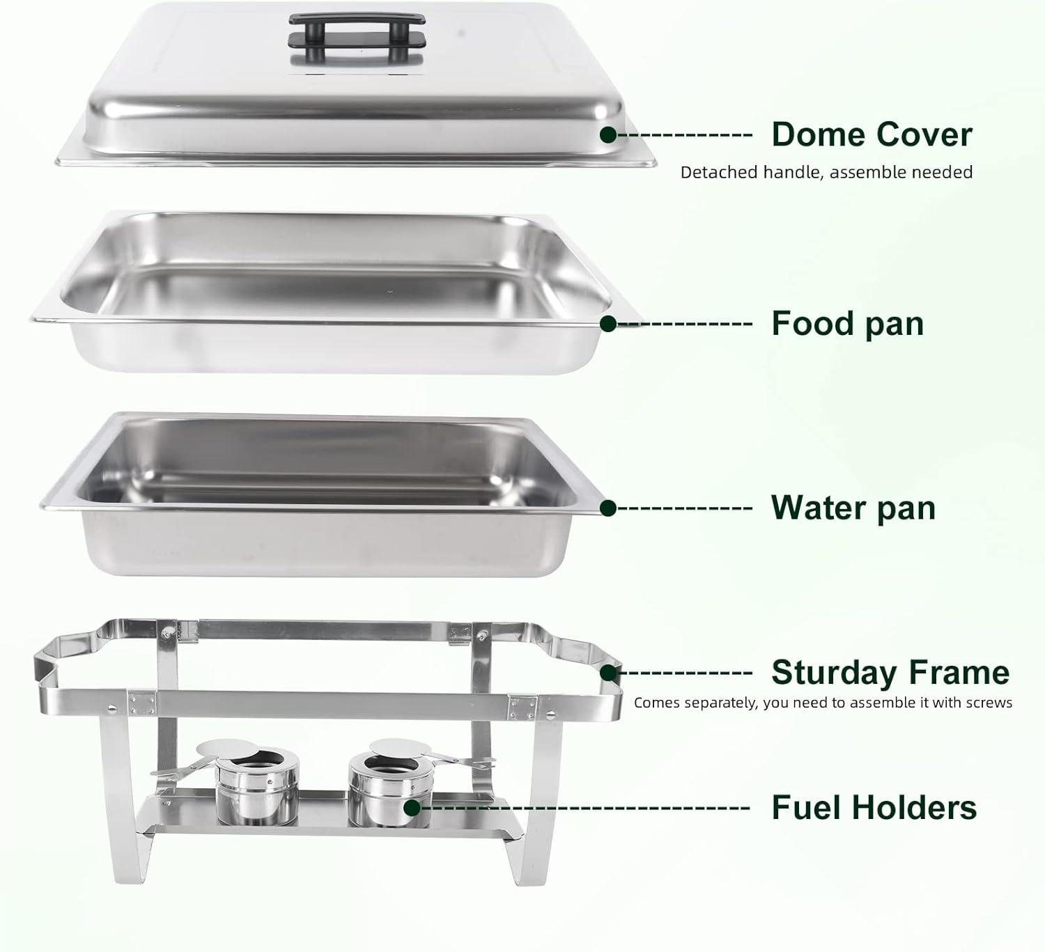 The Party Aisle™ Chafing Dishes For Buffet 4 Pack, 8 Qt Stainless Steel Chafers And Buffet Warmers Sets With Lid, Rectangle Serving Food Warmer Catering Supplies Buffet Display For Parties