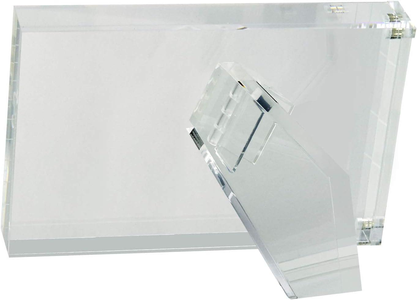 TIZO Design Horizontal 6x4 Lucite Picture Frame, Durable 1 Inch Thick Clear Lucite & Magnetic Closures, Elegant & Practical Boutique Quality Photo Frame (Multiple Colors Available)