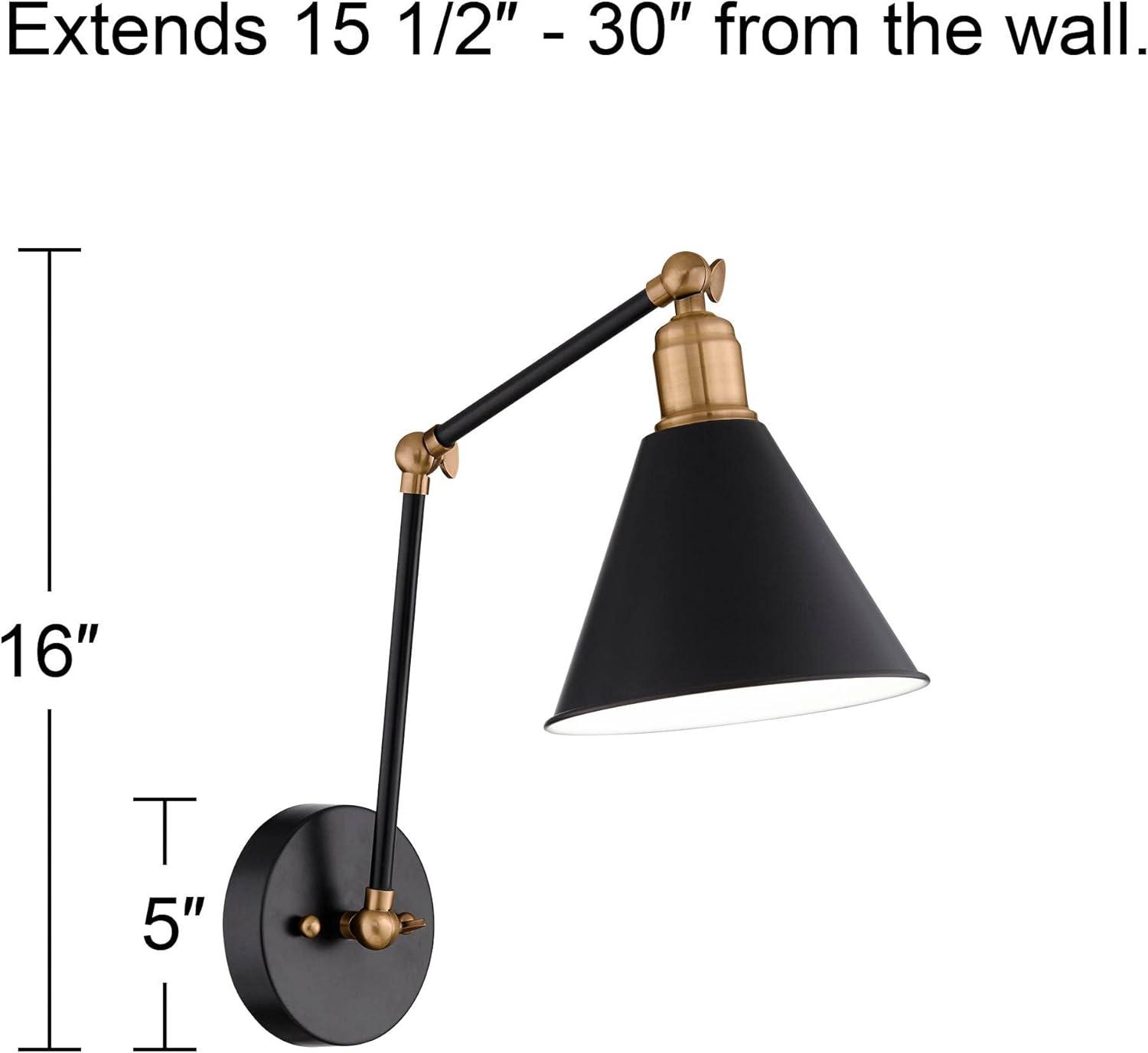 Wray Black and Brass Adjustable Wall Lamps Set of 2