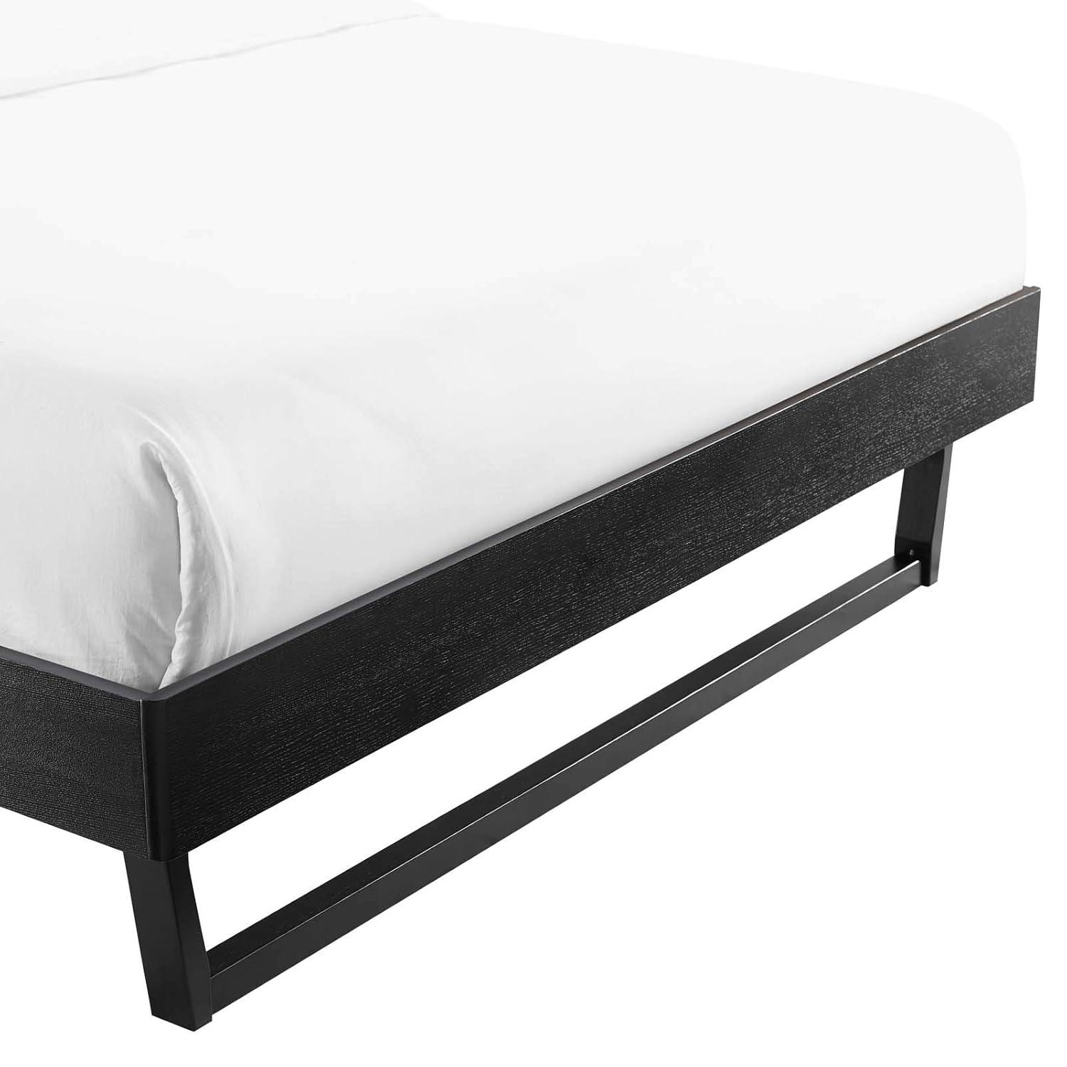 Modway Billie Full Rubberwood and MDF Wood Platform Bed Frame in Black