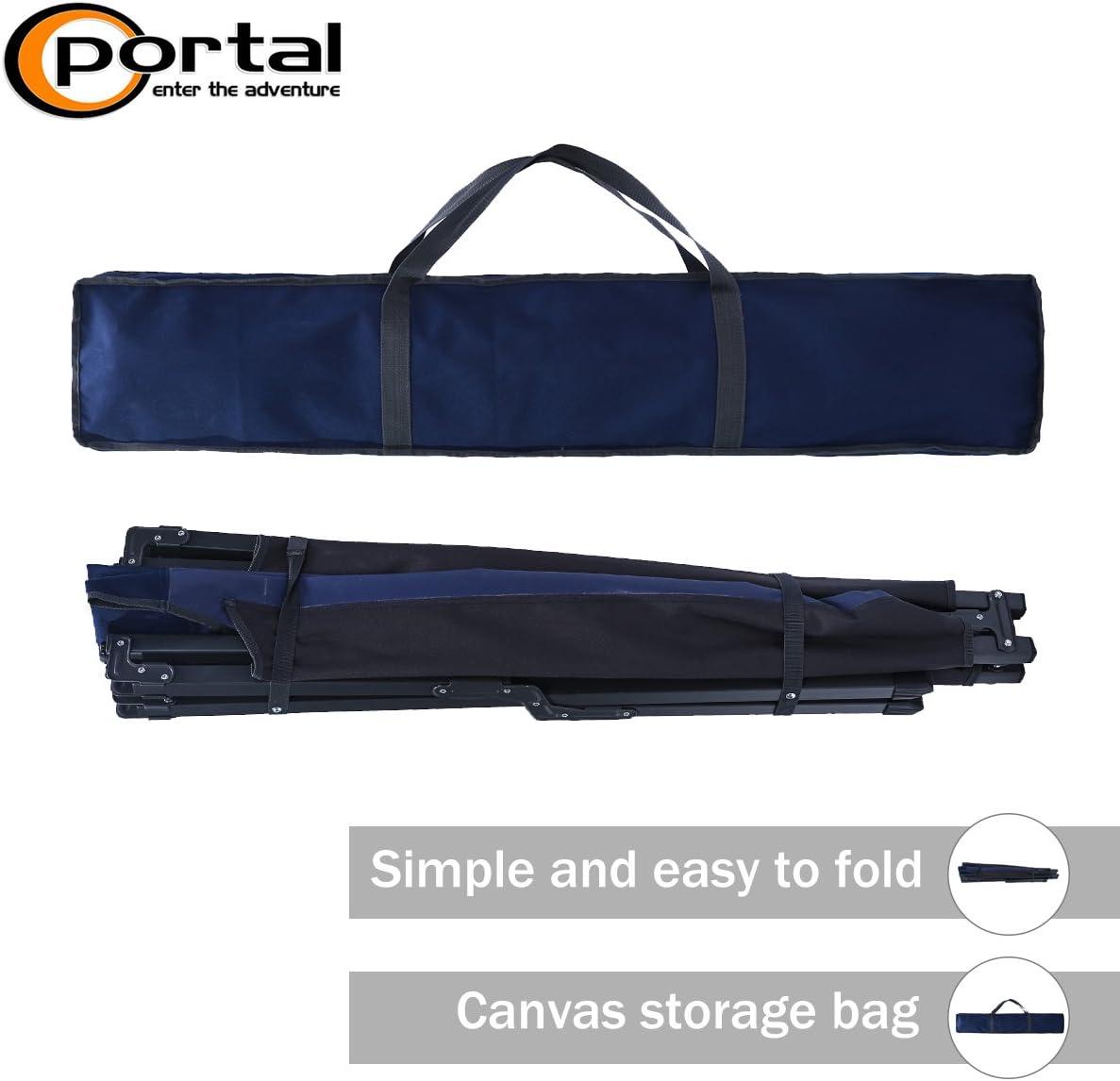 Blue Steel Folding Portable Camping Cot with Storage Organizer