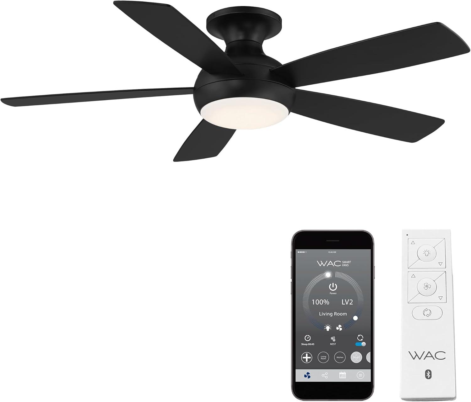 Odyssey 5- Blade Smart Flush Mount Ceiling Fan with Remote Control and LED Light Kit Included