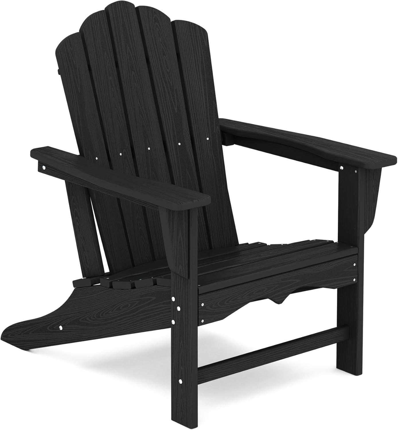 Black HDPE Classic All-Weather Adirondack Chair with Arms