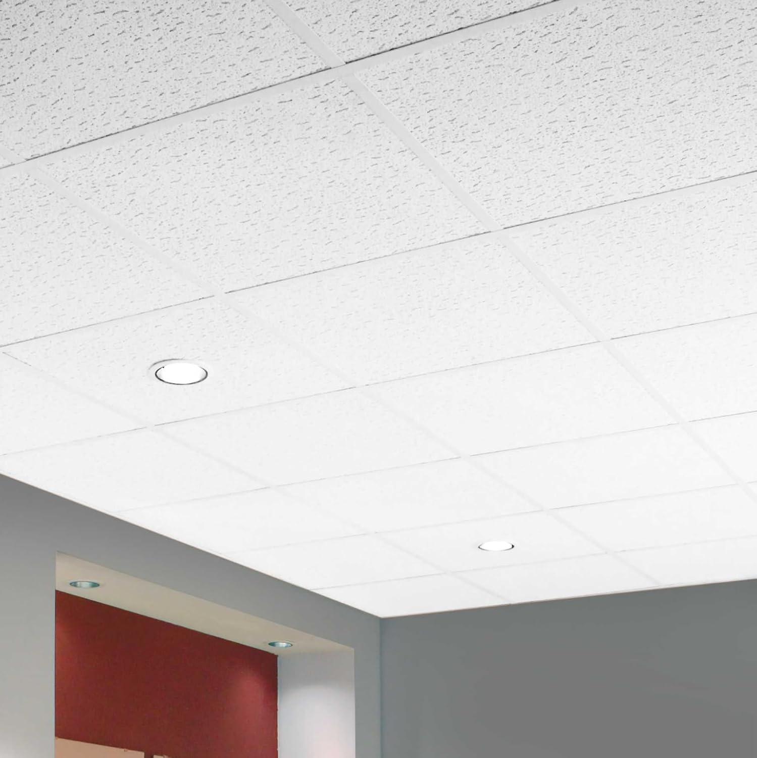 Armstrong 2x2 TEXTURED Acoustic Ceiling Tiles for Suspended Ceiling Grids, 16-tiles per pack, White