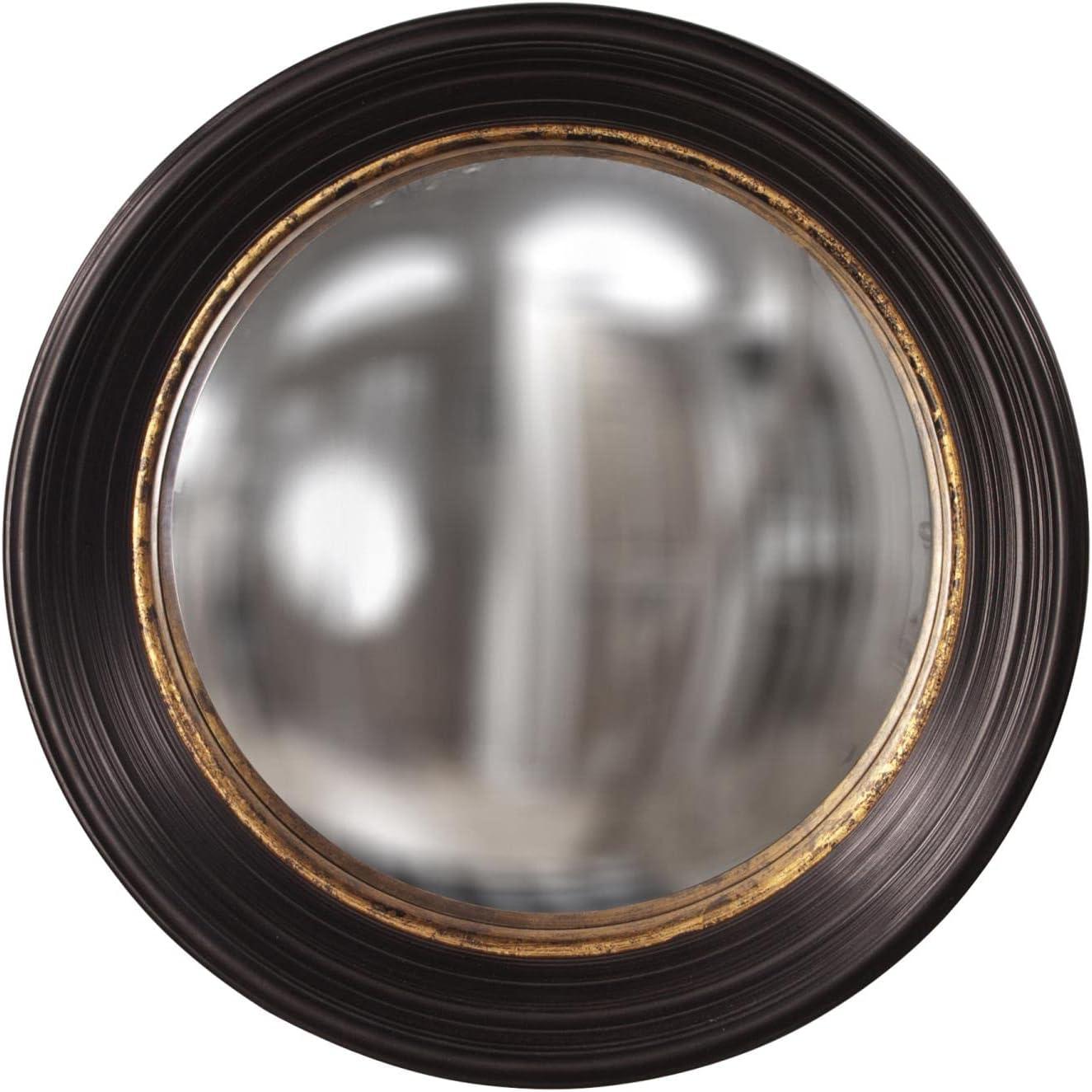 Howard Elliott 25" Rex Convex Accent Wall Mirror Brown: Modern Grooved Edge, Polyurethane Frame, Wall Mount