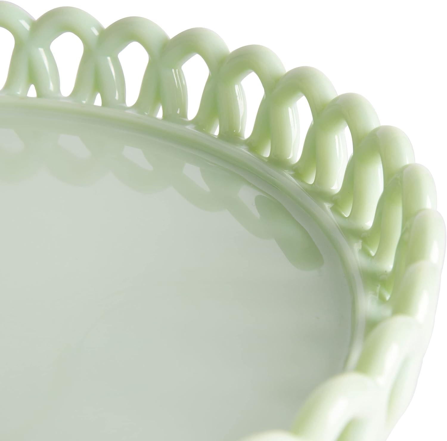 Martha Stewart Highbrook 8.5" Handmade Jadeite Glass Cake Stand