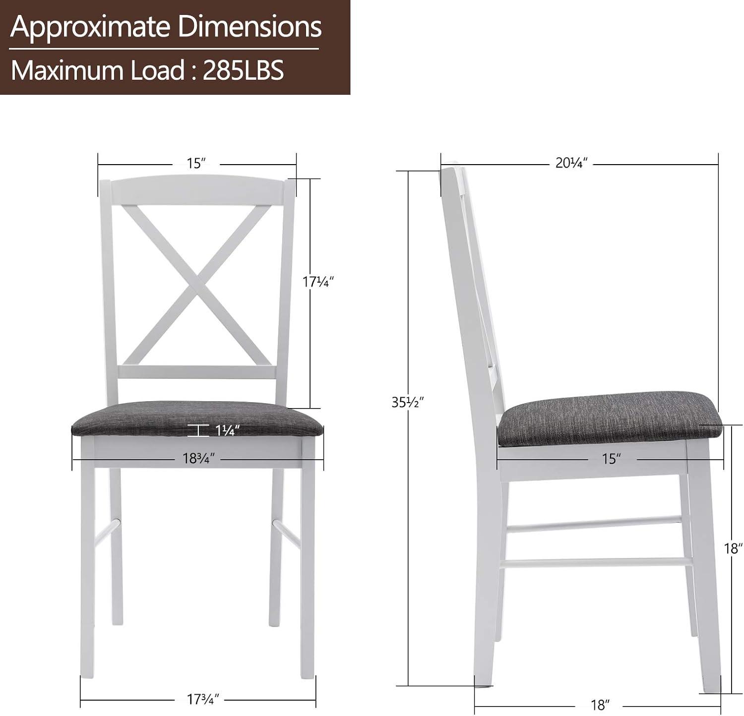 Duhome Set of 2 Dining Chairs with Solid Wood Linen Upholstered Armless Cross back for Dining Room Kitchen White 2 Pack