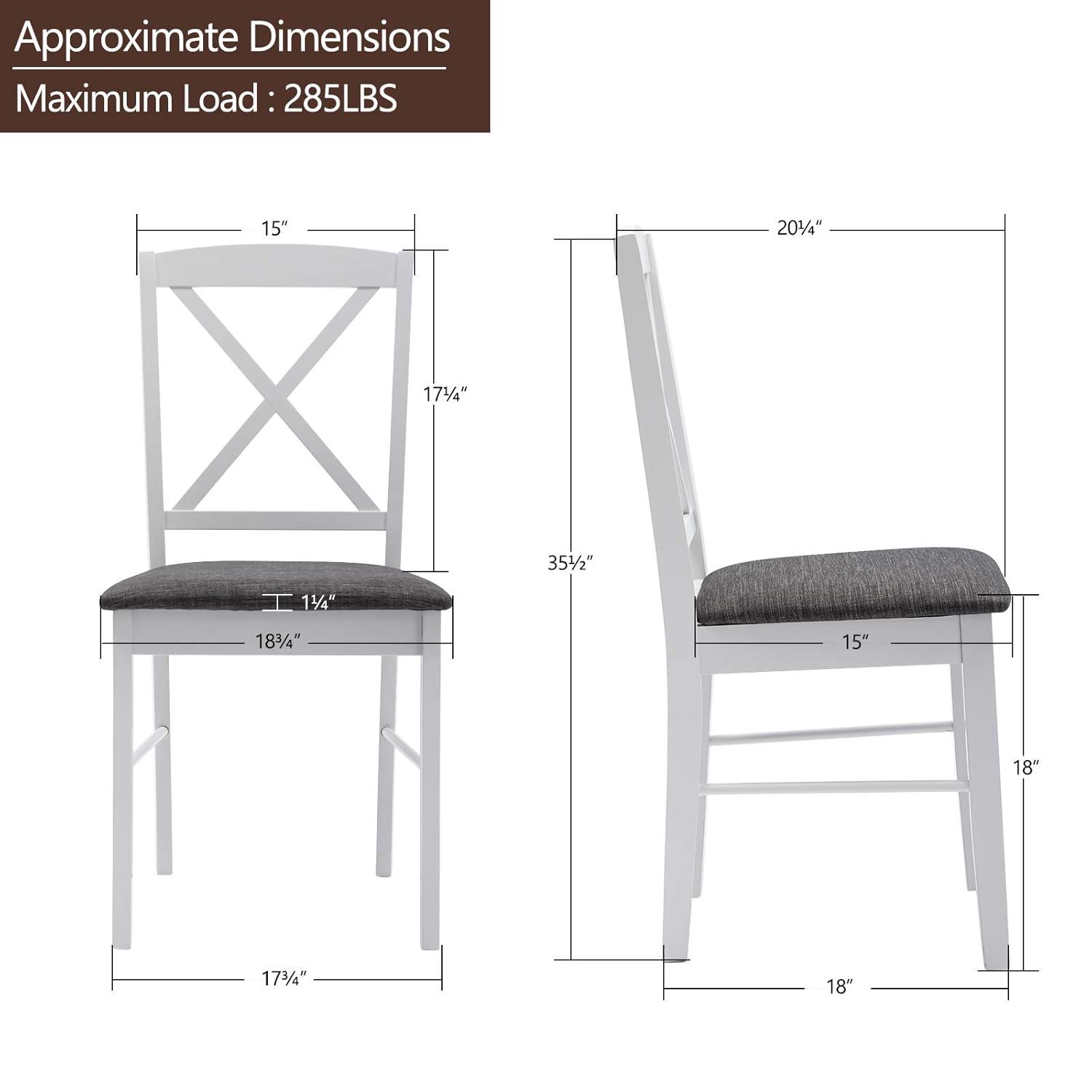Duhome Set of 2 Dining Chairs with Solid Wood Linen Upholstered Armless Cross back for Dining Room Kitchen White 2 Pack