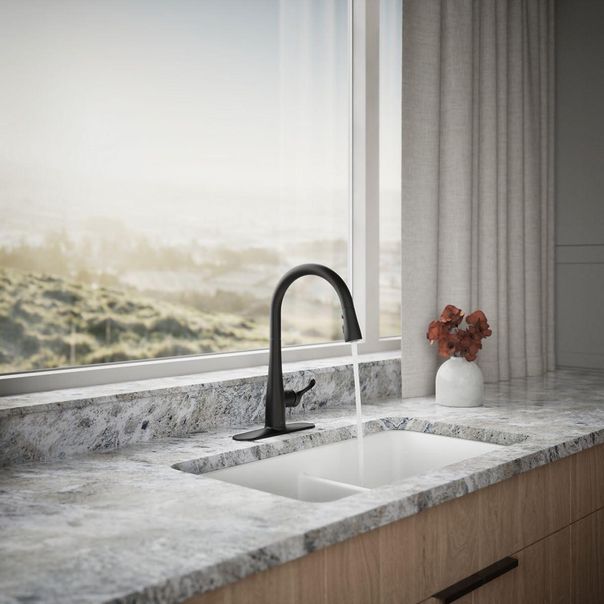 Simplice Touchless Pull-Down Kitchen Sink Faucet with Three-Function Sprayhead