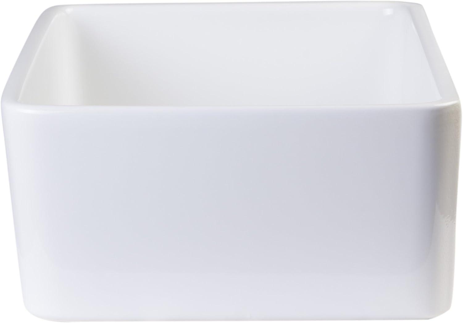 ALFI brand AB503-W White 23" Smooth Apron Fireclay Single Bowl Farmhouse Kitchen Sink