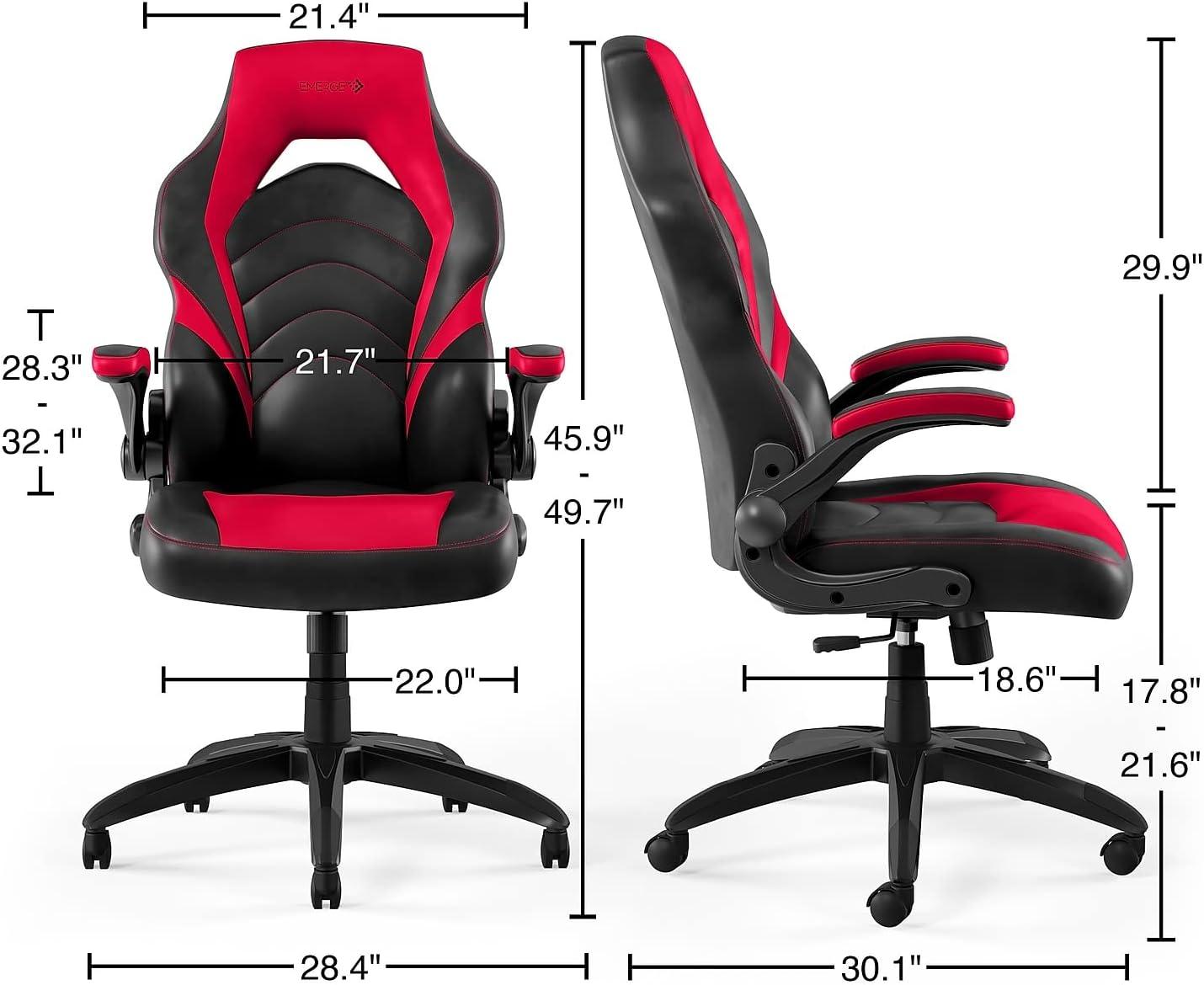 Staples Emerge Vortex Bonded Leather Gaming Chair Black and Red 2/Pack (58292-CCVS)