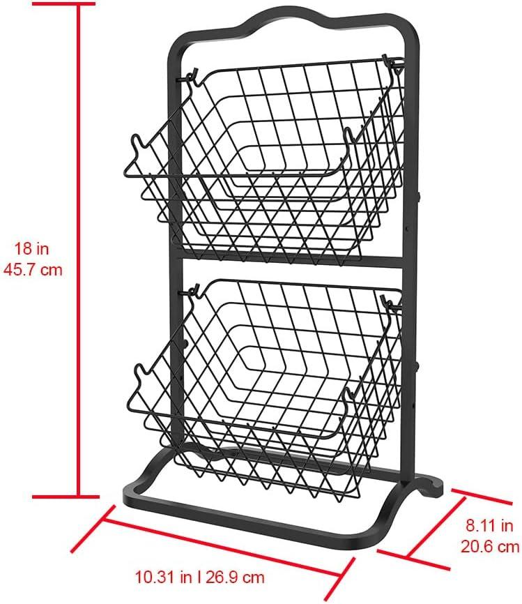 Oceanstar 2-Tier Storage Kitchen Wire Basket Stand, Black