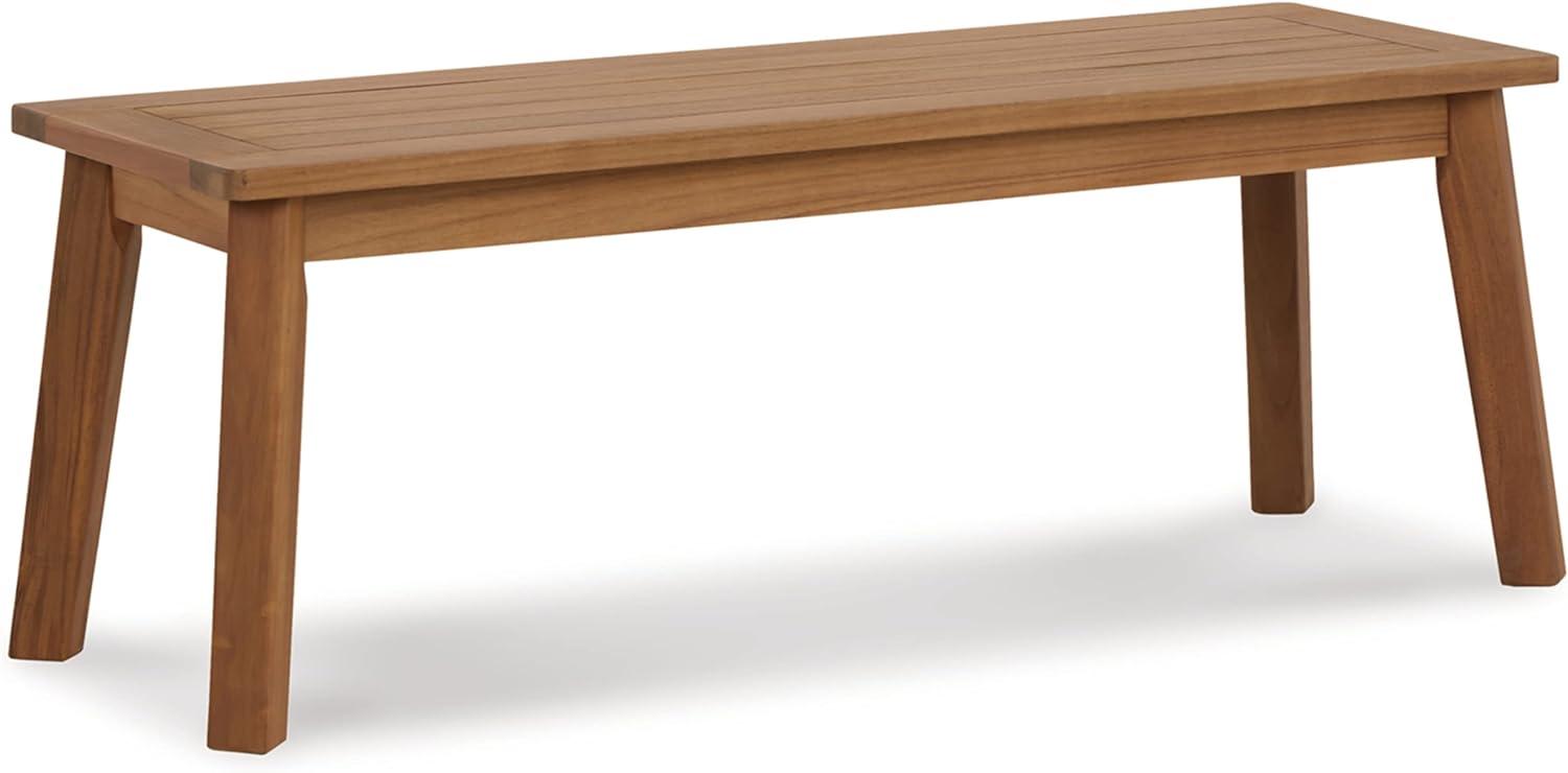 Janiyah Light Brown Solid Acacia 46'' Outdoor Dining Bench