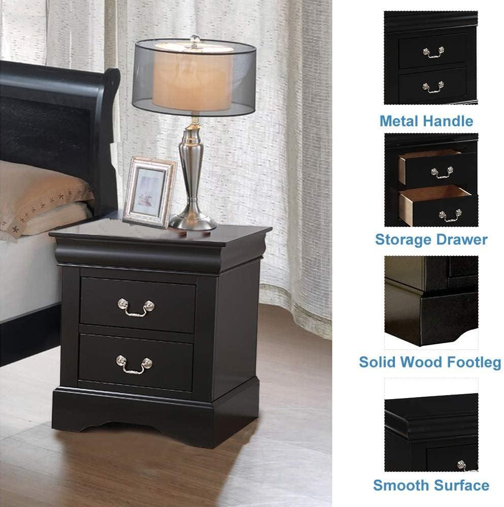 Benzara Traditional 2 Drawers wood Nightstand By Louis Philippe III, Brown