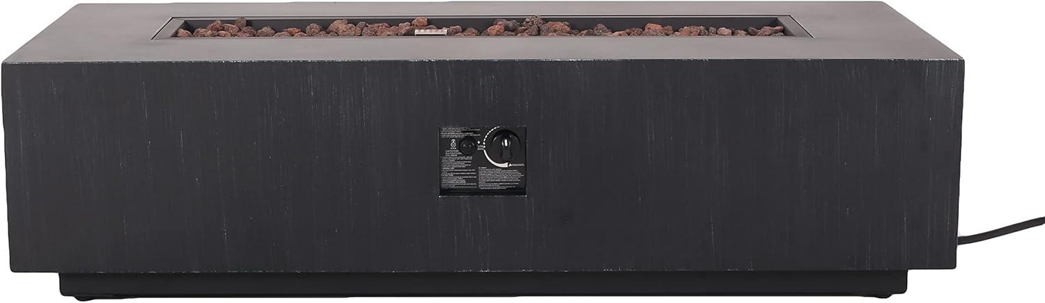 Wellington Outdoor 50000 BTU Rectangular Fire Pit with Tank Holder Brushed Black - Christopher Knight Home