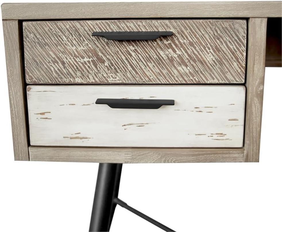 Armen Living Bridges 4-Drawer Modern Wood Desk in Natural/Gray