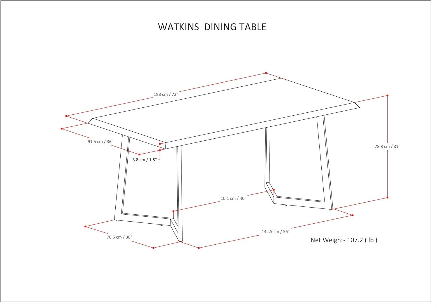 Watkins 72" Dark Brown Mango Wood Industrial Dining Table