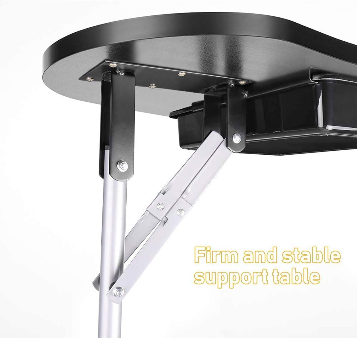 LEIBOU Professional 36''L Portable & Foldable Manicure Table Nail Technician Desk Workstation Manicure Table with Rolling Wheels,Drawer,Sponge,Free Carrying bag (Black)